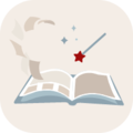 Illustration eines aufgeschlagenen Buches mit magischen Elementen und einem Zauberstab.
